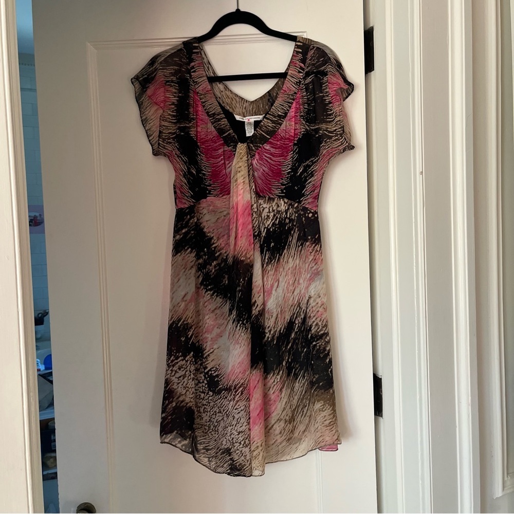 Diane von Furstenberg Multicolor Abstract Printed Silk Gabie Blouse/Mini Dress